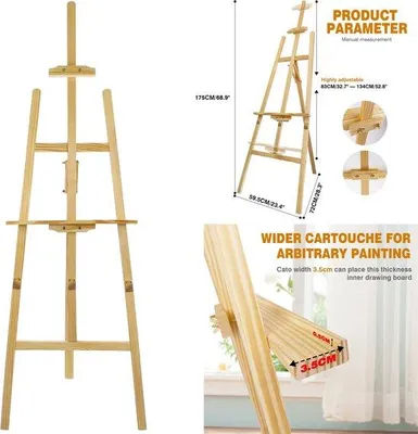 Produktbild von Staffelei 175 cm für Erwachsene, verstellbar, klappbar, Malen