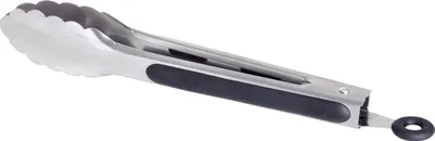 Image de Allgrill Pince à BBQ et à griller en acier inoxydable 23 cm ergonomique dentelée