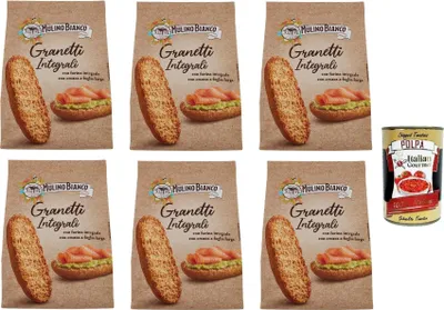 Produktbild von 6x Mulino Bianco Crostini Granetti integrali Vollkorn-Croutons, reich an Ballaststoffen Snack, 280g + Italian Gourmet polpa 400g