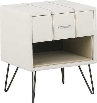 Produktbild von BELIANI Nachttisch Hellbeige Kunstleder mit Schublade und Fach Modern Minimalistisch Glamour Look Schlafzimmer