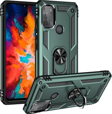 Produktbild von Moto G50 4G Hülle, Dual Layer Militäre Fallschutz Schutzhülle mit Ringhalterung Ständer für Motorola Moto G50 4G Grün