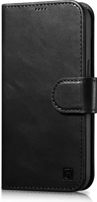 Zdjęcie produktu dla iCarer Oil Wax Wallet Case 2in1 etui iPhone 14 Plus skórzany pokrowiec z klapką Anti-RFID czarny (WMI14220723-BK)