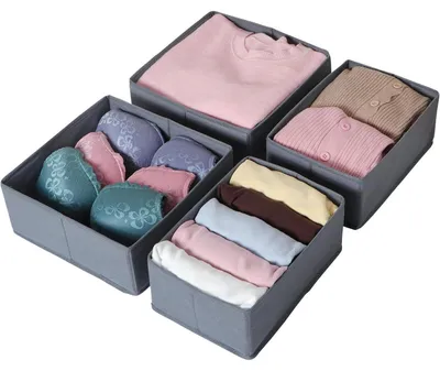 Produktbild von Schubladen Organizer 4er Set faltbar für Kleiderschrank 50x58 cm Grau