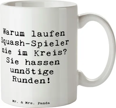 Produktbild von Mr. & Mrs. Panda Becher Spruch Squash Weisheit - Weiß - Geschenk, Kaffeebecher, Tasse, Spiel, Wettkampf, Sportler Geschenke, Taktik, Keramiktasse, Fitness, Kaffeetasse