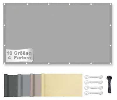 Obrázek produktu pro Sluneční clona obdélníkového tvaru, rozměry 4x6 metrů, světle šedá, vodotěsná, s oky