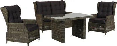 Produktbild von Inko 4-teilige Lounge-Sitzgruppe Leona Rattanoptik mit Tisch 120x83 cm dark olive