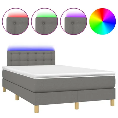 Productafbeelding van vidaXL Boxspringbed met matras en LED-verlichting, donkergrijs, 120x200 cm, gestoffeerd