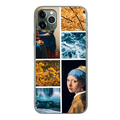 Produktbild von MuchoWow® Handyhülle Schutzhülle Hülle für iPhone 11 Pro Max Milchmädchen - Mädchen mit Perlenohrring - Collage Silikon Softcase Handy Hülle - Schutz