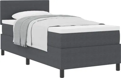 Zdjęcie produktu dla Łóżko sprężynowe Z zagłówkiem Ciemnoszary i biały 90 x 200 cm
