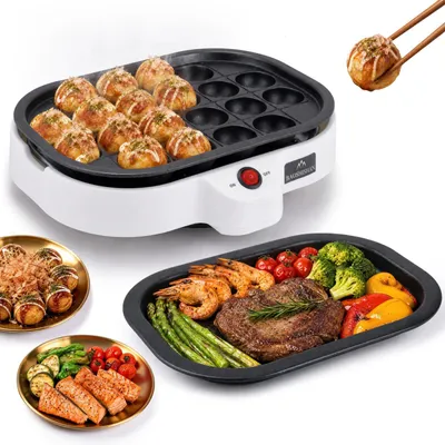 Takoyaki-Maschine 2-in-1, 20 Gänge, 40 mm, Antihaft, 800 W