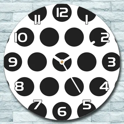 Produktbild von Wanduhr aus Glas Rund fi 30 Schwarze Kreise Quarz Deko Schlafzimmer Büro