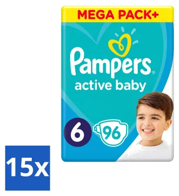 Imagen del producto de 15 pañales Pampers Active Baby, talla 6, para bebés de 15 kg o más, paquete económico, 15 unidades