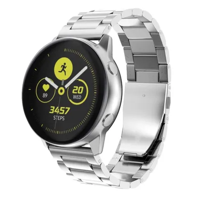 Produktbild von Armband aus Metall für Samsung Galaxy Watch/Active 2 / Gear Sport S2 Classic (20 mm) Smartwatch Uhrenarmband Ersatzarmband (Silber)