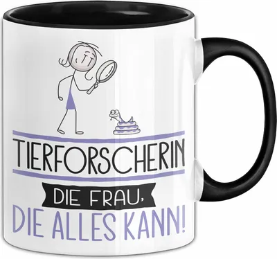 Produktbild von Tierforscherin Geschenk Tasse Becher Die Frau Die Allen Kann Geschenkidee für eine Tierforscherin Lustig (Schwarz)