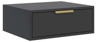 Produktbild von Selsey Vena – Hängender Nachttisch mit Schublade, Schwarz, 50 cm
