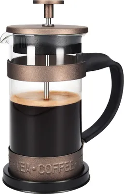 Produktbild von Navaris French Press Kaffeebereiter mit Edelstahl Filter - 350 ml Stempelkanne - 12x8,5x16,5cm - 0,35 l Kaffeezubereiter Presskanne - auch für Tee