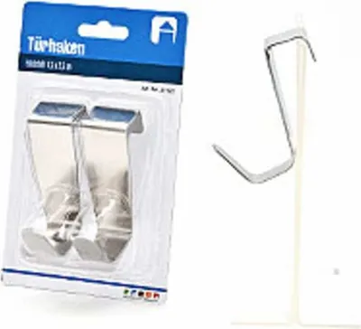 Obrázek produktu pro 2 háčky na dveře, 7,5 x 2,5 cm, nerezová ocel