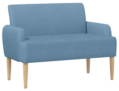 Image de vidaXL Canapé deux places avec capitonnage boutonné, bleu, 116 x 67 x 81 cm, revêtement en tissu corduroy