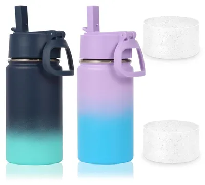 Isolierflasche 2er-Pack 410 ml, Edelstahl, Strohhalmdeckel, für Kinder