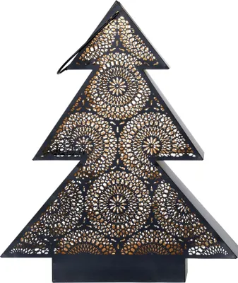 Produktbild von Windlicht Tree schwarz/gold 34x9x40cm