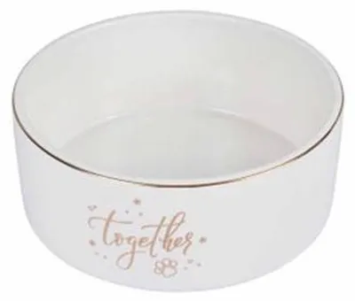 Image de Bol en céramique pour animaux "Together" - Blanc/Doré - 0,7 L