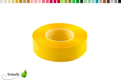 Produktbild von Satinband 25mm x 32m Rolle, Farbe:012 gelb