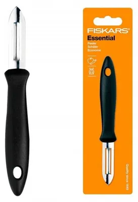 Zdjęcie produktu dla Fiskars Essential – obieraczka szeroka do warzyw i owoców czarna