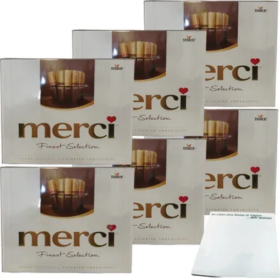 Produktbild von Storck Merci herbe Vielfalt Finest Selection 6er Pack (6x250g Packung) + usy Block