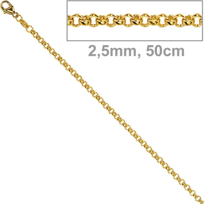 Produktbild von JOBO Erbskette 585 Gelbgold 2,5 mm 50 cm Gold Kette Halskette Karabiner