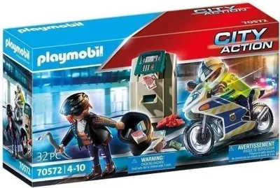 Produktbild von PLAYMOBIL City Action Polizei Motorrad und Dieb Spielset, Ab 4 Jahren, Hochwertige Figur