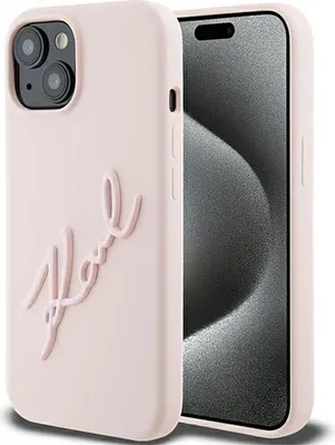 Productafbeelding van Etui Karl Lagerfeld Silicone Karl Script Voor Iphone 15 - Roze