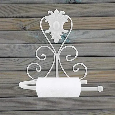 Image de Porte-papier toilette vintage pour salle de bains - Porte-serviettes - Blanc - Fixation murale.