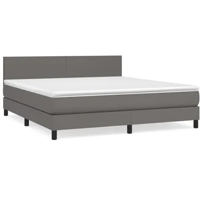 Produktbild von vidaXL Boxspringbett mit Matratze Grau 160x200 cm Kunstleder