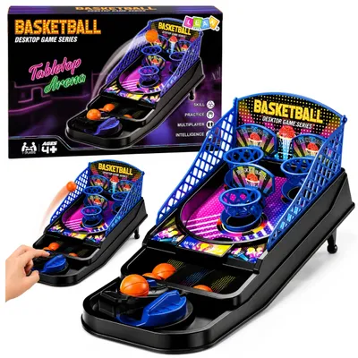 Produktbild von Mini-Tischbasketball-Arcade-Spiel mit 3 Körben und Werfer