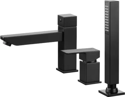 Produktbild von DEANTE Wannenbatterie, Matte Nero, 18x9 cm, 3-Loch, Satin, Messing, Keramik-Funktionsschalter, 3/8'', Anti-Kalk-Funktion