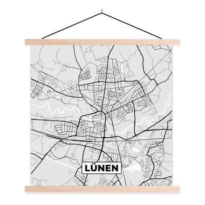 Produktbild von MuchoWow® Textilposter Lünen - Karte - Stadtplan - Deutschland - Karte 40x40 cm mit holzfarbenen Rahmen - Posterleiste