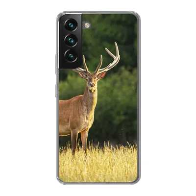 Produktbild von MuchoWow® Handyhülle Schutzhülle Hülle für Samsung Galaxy S22 Plus Hirsch - Geweih - Gras - Natur - Tiere - Grün Silikon Softcase Handy Hülle - Schutzabdeckung