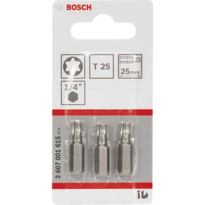 Immagine prodotto di Bosch Extra Hard Screwdriver Bit - 3 pezzi - 1/4\ - torx - T25