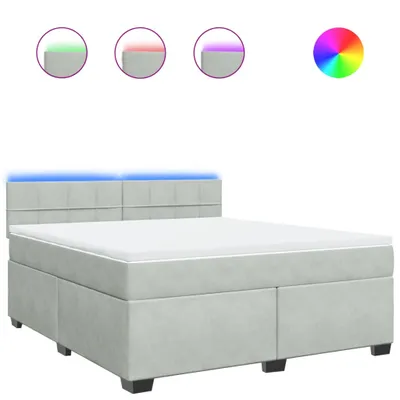 Produktbild von Boxspringbett mit Matratze Hellgrau 180x200 cm Samt