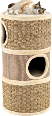Imagen del producto de Caseta para gatos, 70 cm, con 3 escondites, color caqui y marrón