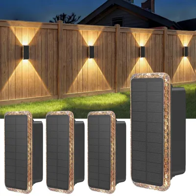 4er-Set Solar-Wandleuchten, 5 Farbtemperaturen, IP65, schwarz