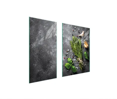 Immagine prodotto di Piastre coprifornelli 2 pezzi 75x52 copertura piano cottura Vetroceramica tagliere in vetro ardesia spezie