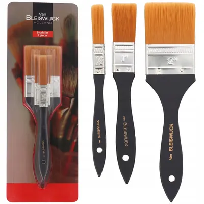 Produktbild von Van Bleiswijck Malerpinsel Set – 3-teilig – Hochwertige Künstlerpinsel für Acryl-, Öl- & Aquarellmalerei – Perfekt für Kunst & Hobby