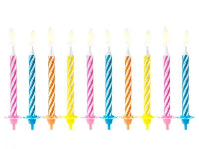 Image de Bougies d'anniversaire 6cm avec support Set de 10 multicolores