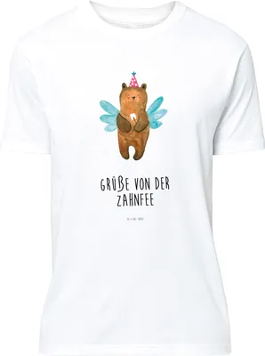 Produktbild von Mr. & Mrs. Panda T-Shirt Bär Zahnfee - Weiß - Geschenk, Milchzahn, mit Aufdruck, Erster Zahn, oberteil, Shirt, Tshirt, Fee, Teddy, S