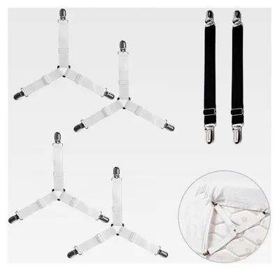 Produktbild von 6-teiliges Bettlakenspanner-Set, verstellbare elastische Bettlakenklemmen und Befestigungsclips