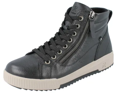 Zdjęcie produktu dla Rieker damskie skórzane buty za kostkę z zamkiem błyskawicznym W0164, rozmiar:39 EU, kolor:Czarny