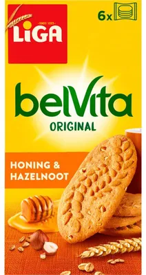 Produktbild von Liga Belvita Honing & Hazelnoot Frühstückskekse, 300 g – Knusprige Vollkornkekse mit Honig und Haselnuss