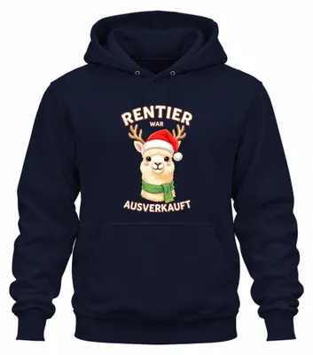 Produktbild von Rentier War t Alpaka Ugly Christmas Sweater Hoodie Kapuzenpullover, Navy, M