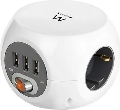Imagen del producto de Ewent EW3939 REGLETA CUBO 3 TOMAS/3 USB BLANCO